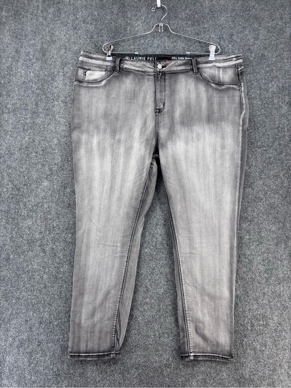 Laurie Felt Gray Distressed Silky Ankle Skinny Jeans Women’s Plus 2X